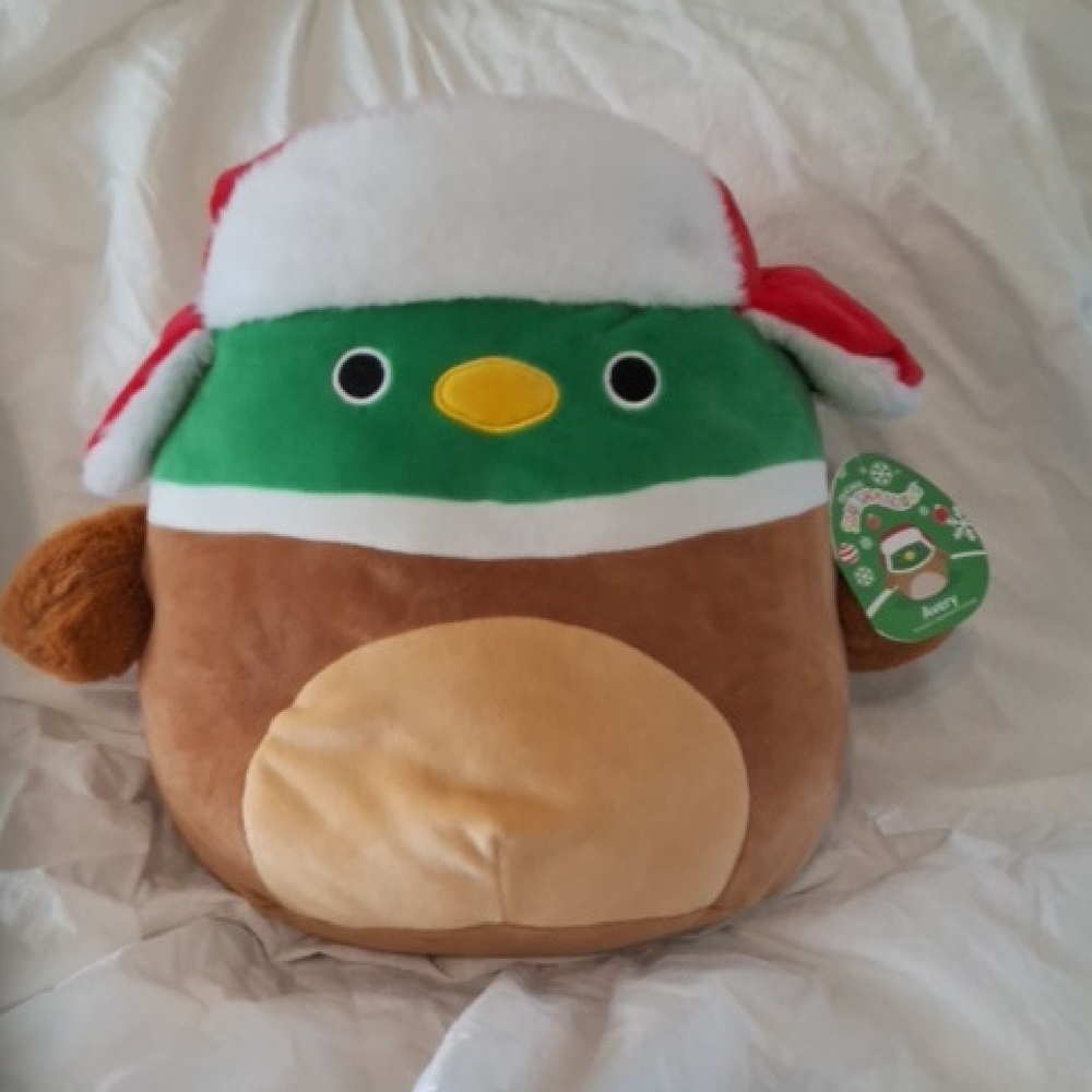 12" Sqishmallows - Avery The Mallard Duck with Trapper Hat, NWT